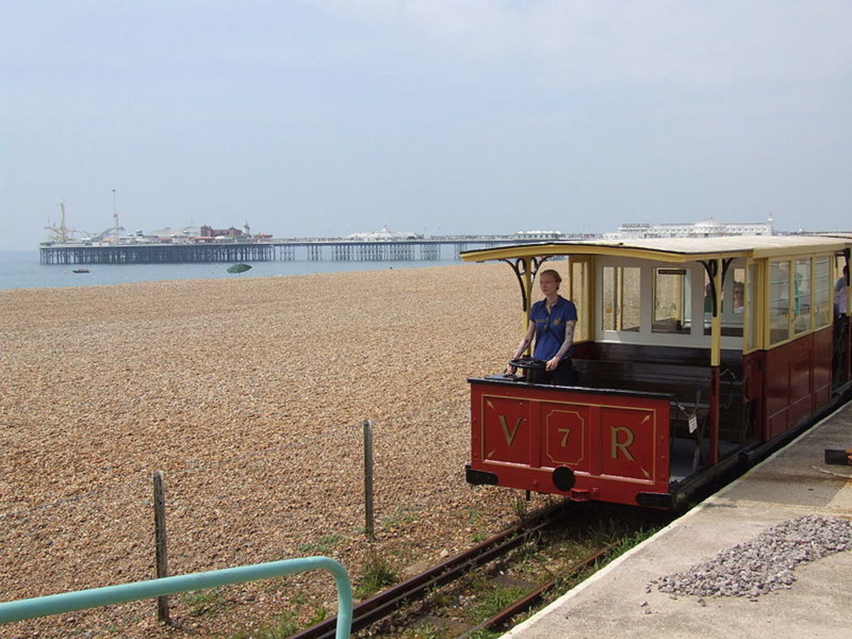 Volks Railway by Clem Rutter, courtesy of Wiki Commons. Brighton Pier is clearly visible in the background