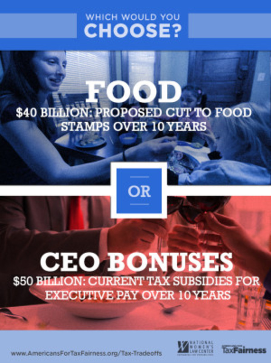 Congress has a choice: Will it cut a program that feeds poor children in order to protect tax subsidies for CEO pay? The Supplemental Nutrition Assistance Program (SNAP), known as Food Stamps, helps provide food for millions struggling poor people