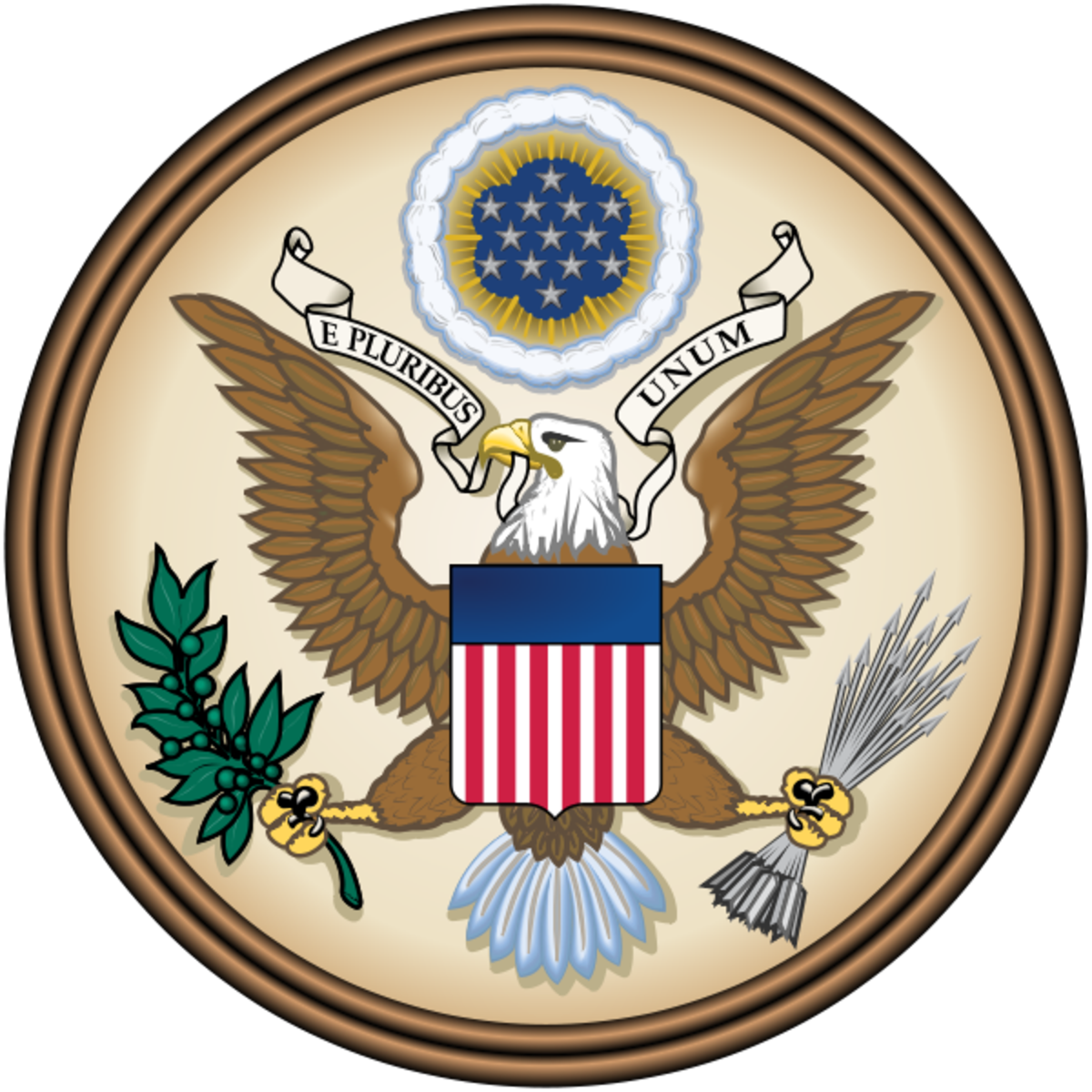 GREAT SEAL OF THE UNITED STATES "E PLURIBUS UNUM" OUT OF MANY ONE