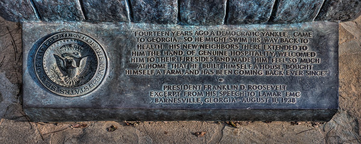 Inscription on the FDR statue at  F. D. Roosevelt State Park, Georgia.