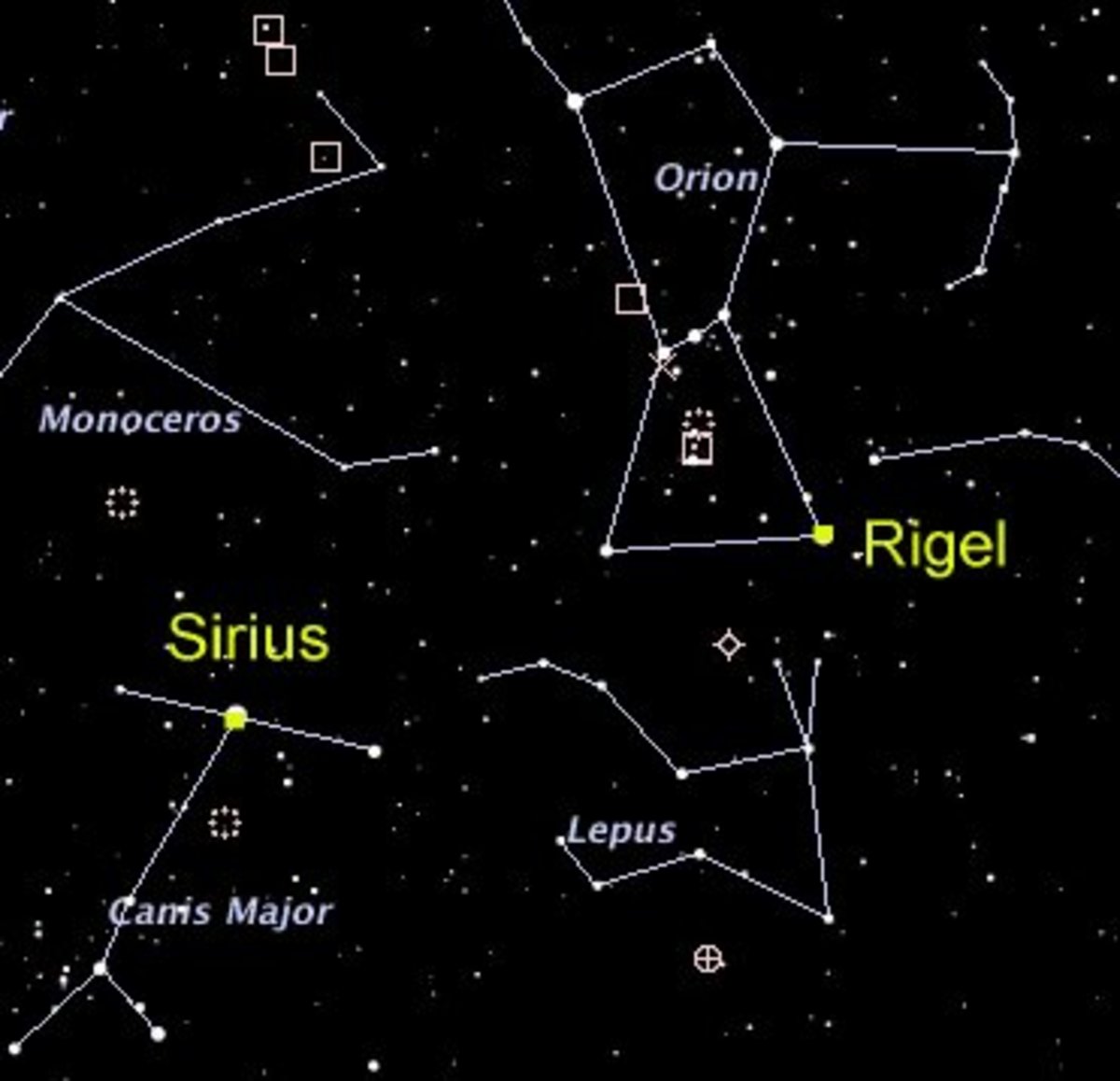 Sirius B is an incredibly dim star from to Sirius, the Dog Star, the brightest star in the night sky sky. Sirius is prominent in the night sky in Winter and Spring, and you can easily spot the brilliant star looking East and south of Orion the Hunter