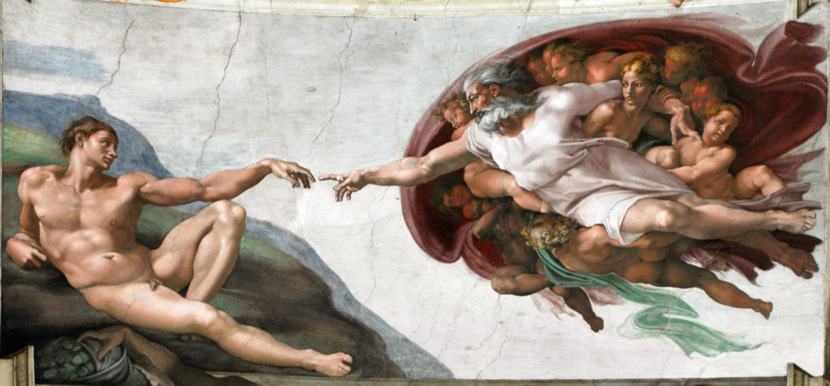 God gestures for Adam to pull his finger.