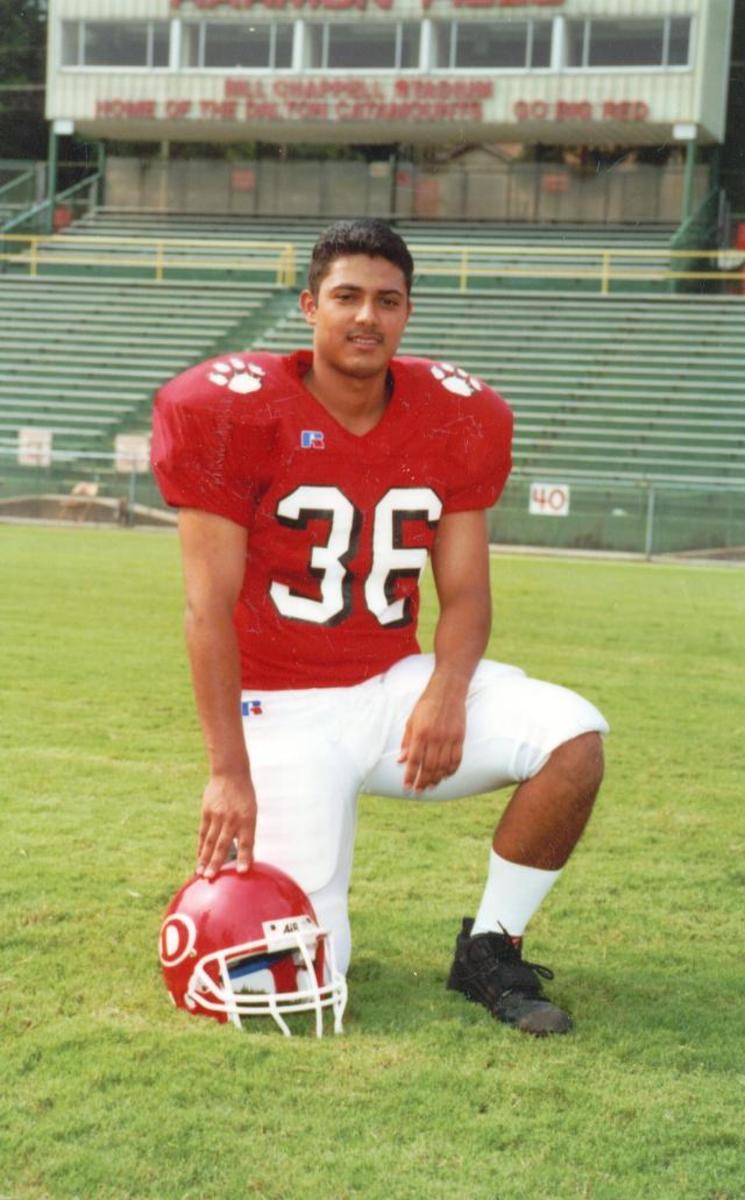 J R  was a handsome football player in high school