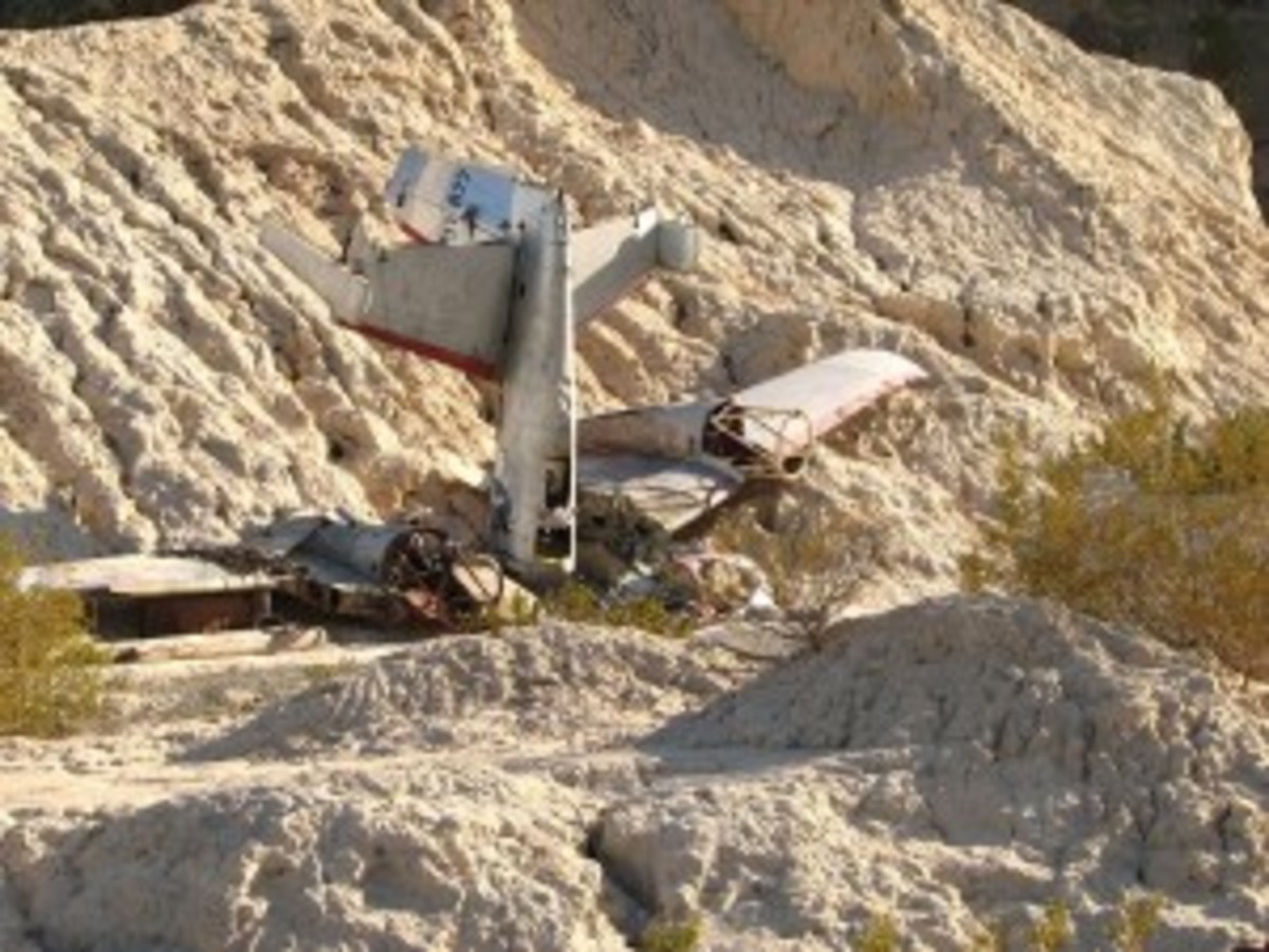 Remains of an airplane crashed during the making of the movie "3,000 Miles From Graceland."