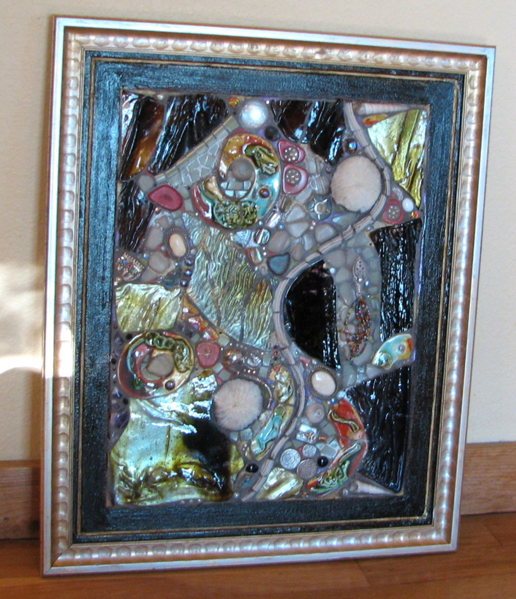 Wall hanging installed in wooden picture frame