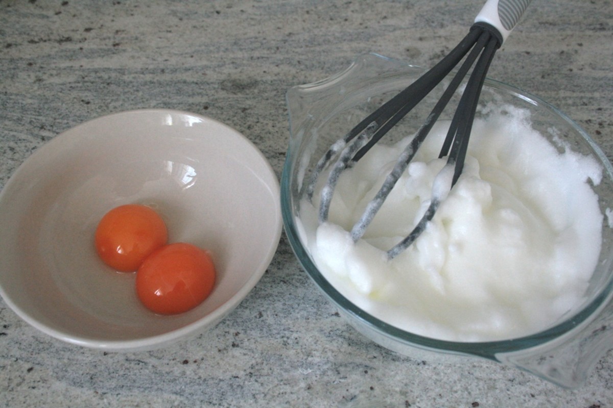 Separate the eggs and beat the whites until stiff.
