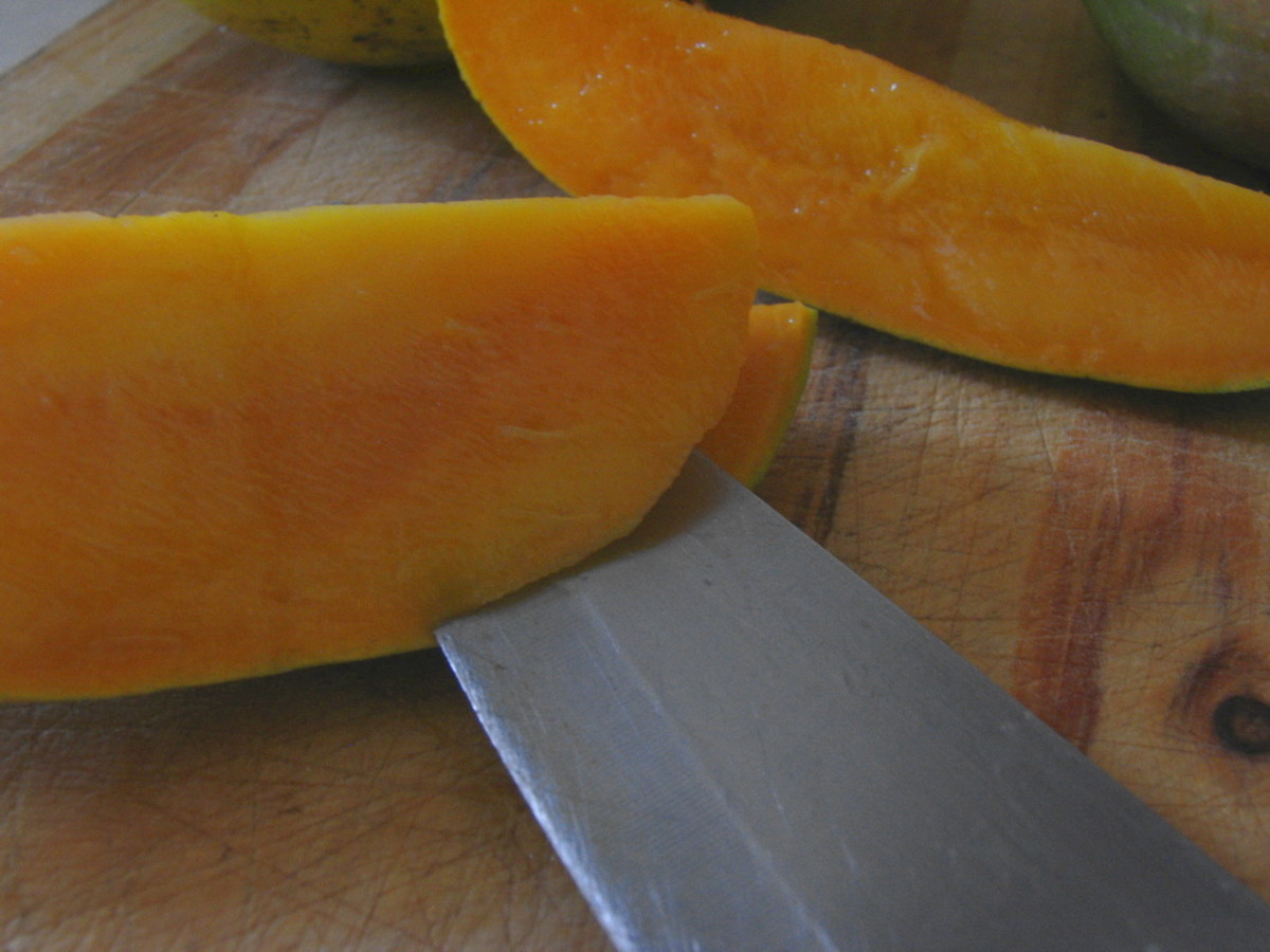 Removing the Skin of a Mango