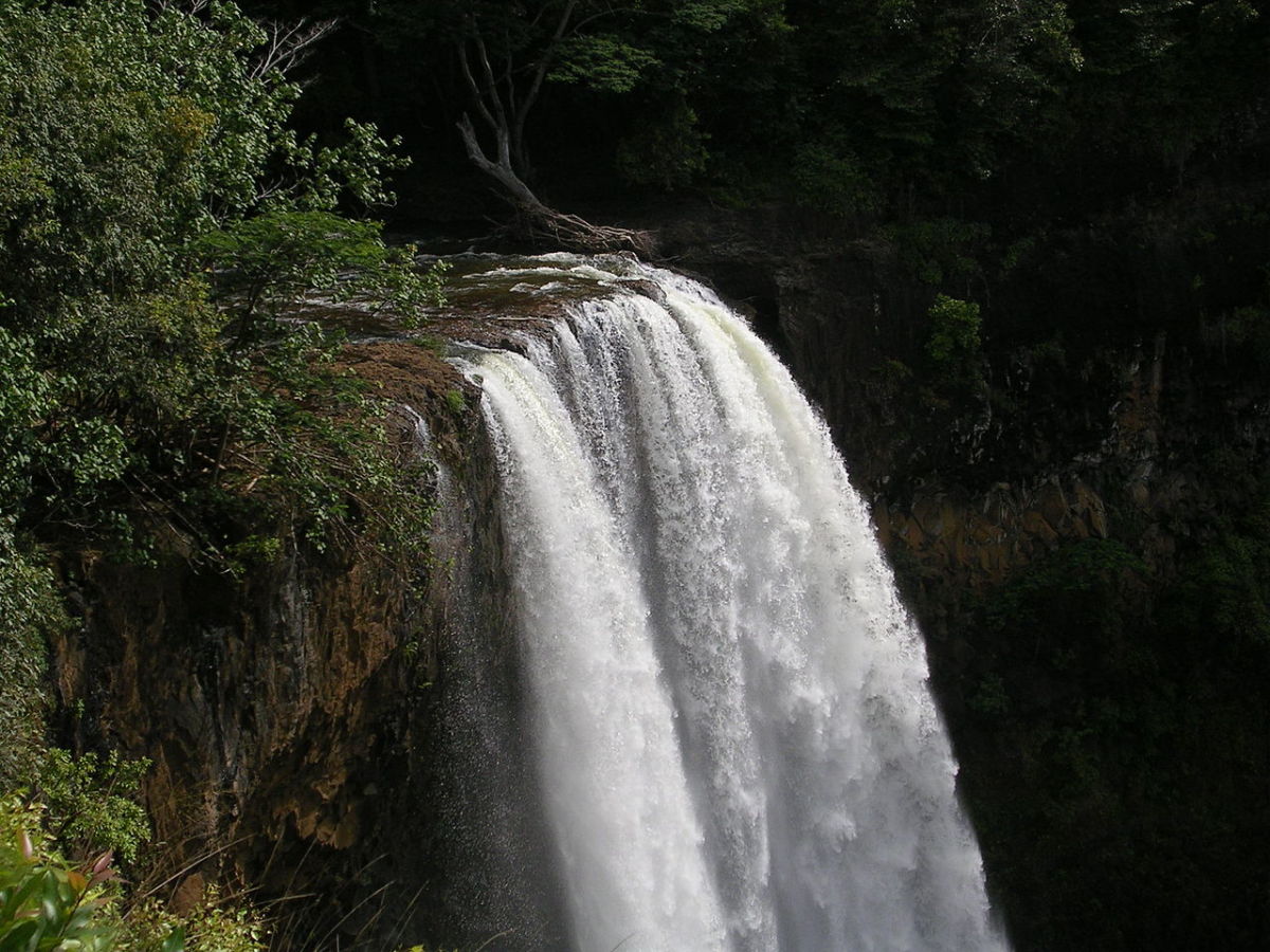 Wailua Falls, Kauai, Hawaii.  The Opening Scene for Television's "Fantasy Island.Total heighth of the falls - 84 ft.