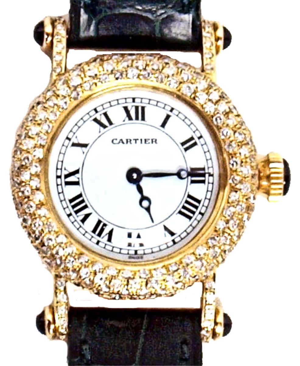 CARTIER LADIES GOLD WATCH WITH DIAMONDS