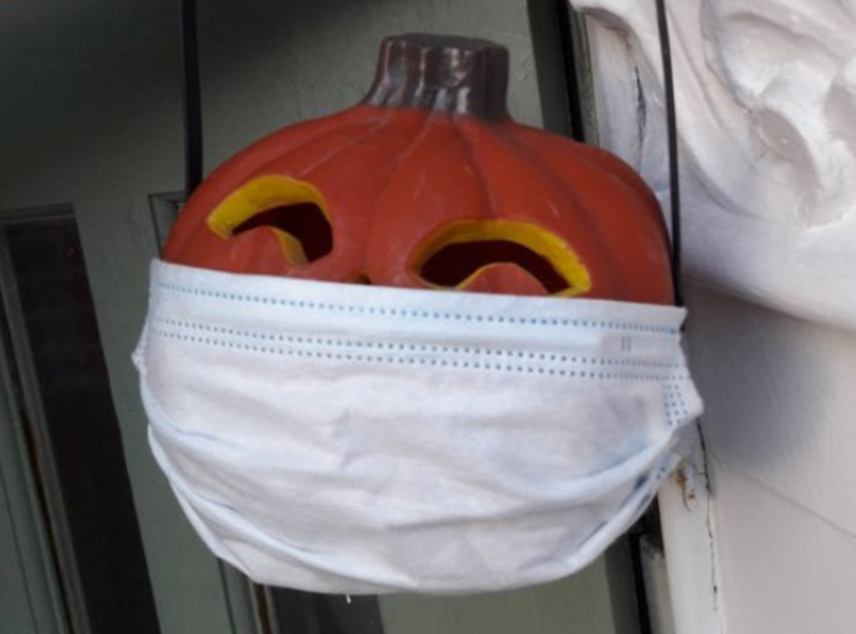 Why does a pumpkin wear a face covering? Because it's Halloween!:D Why does a pumpkin wear a face covering? Because it's Halloween!:D