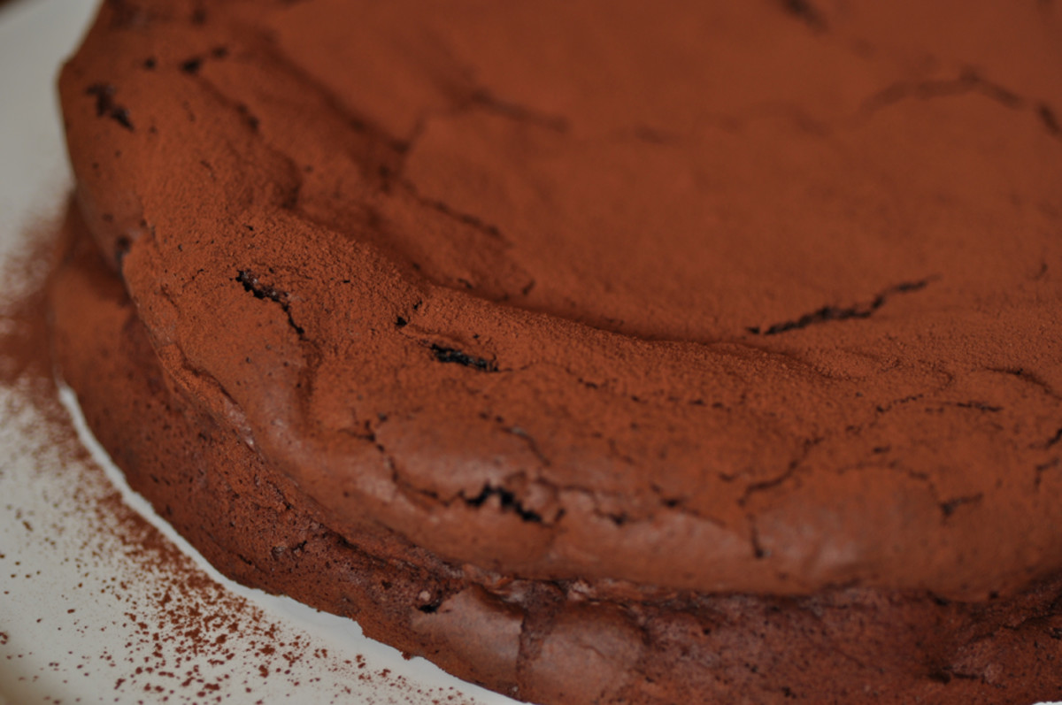 Closer view of the Sour Cherry Chocolate cake. Crack lines will appear on the cake as it cools. Image: © Siu Ling Hui
