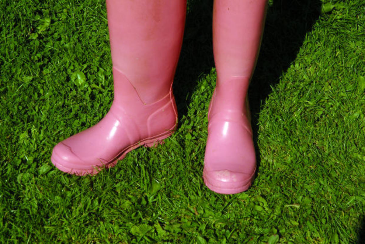 Pink Rain and Garden Boots