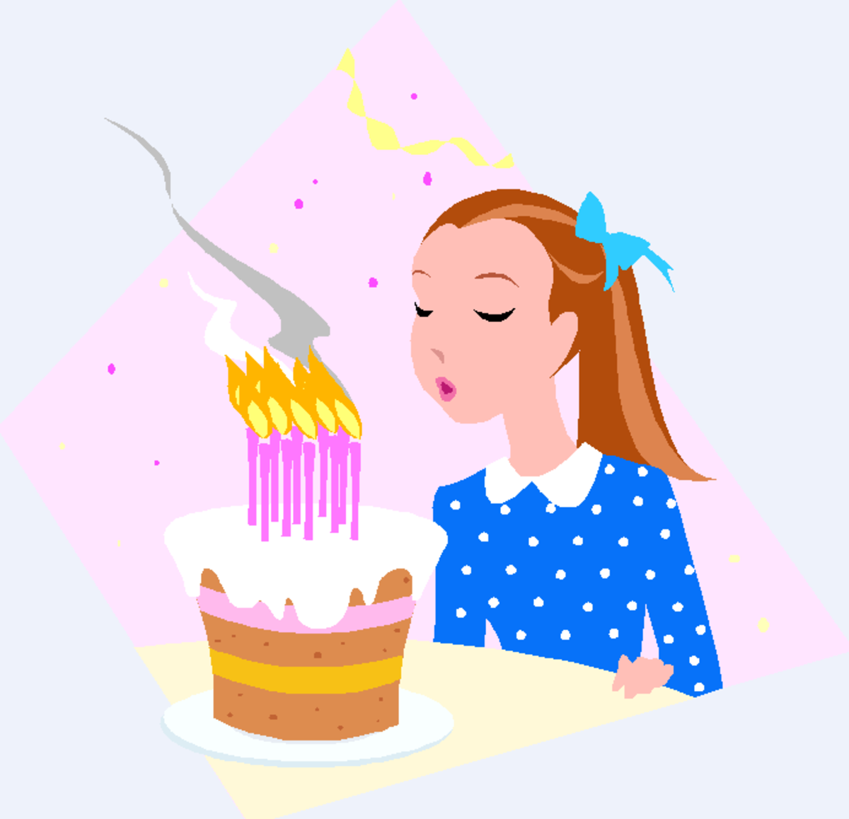 Girl Blowing out Birthday Candles on Cake