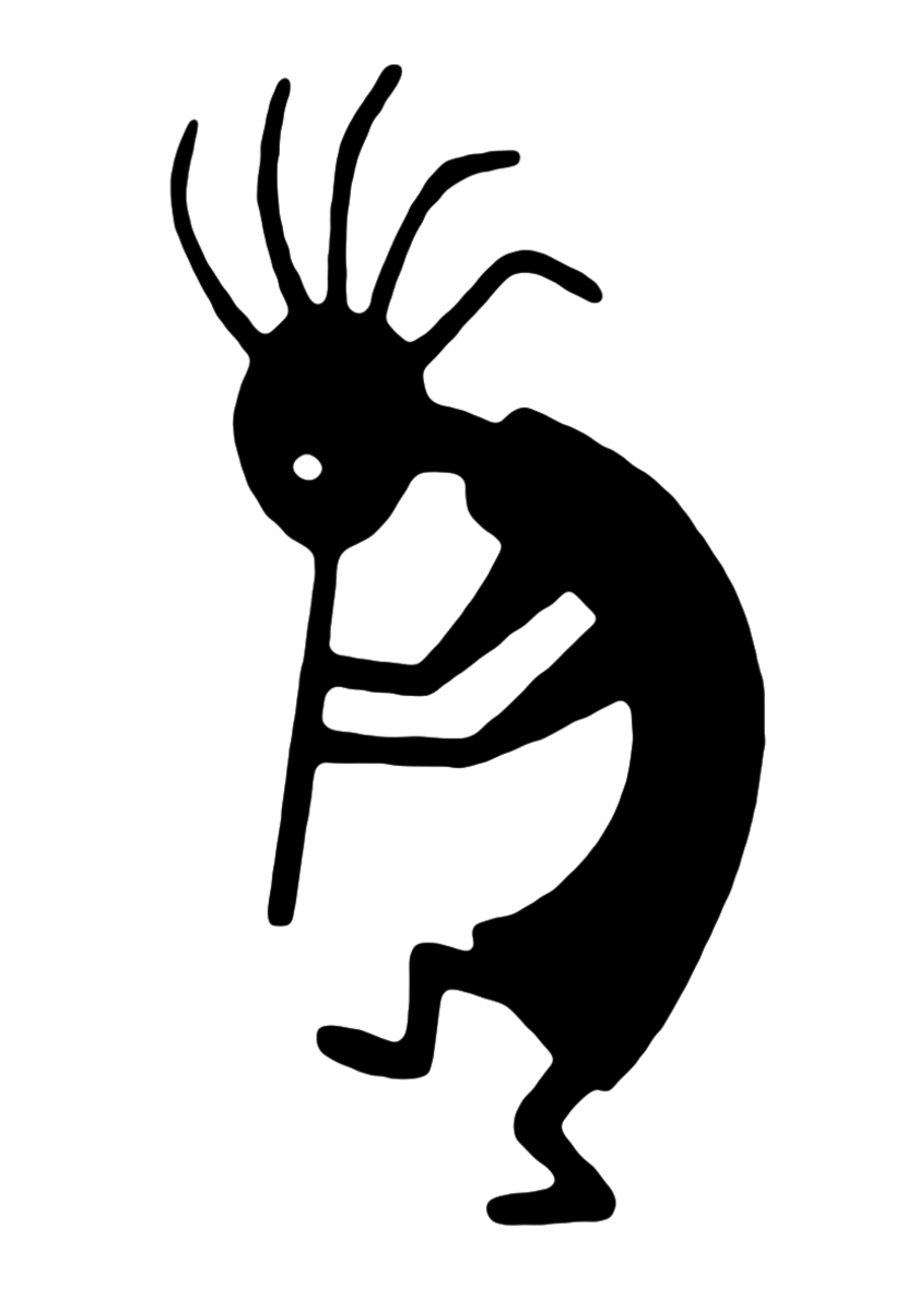 Kokopelli is a prehistoric deity most often depicted through rock art. Kokopelli was a flute player who wandered the world spreading happiness and joy. Kokopelli and his flute are supposed to bring an end to winter, allowing spring to come.