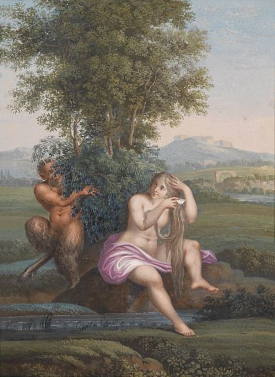 Bachnymphe und Faun by Karl Agricola (1779–1852) PD-art-100