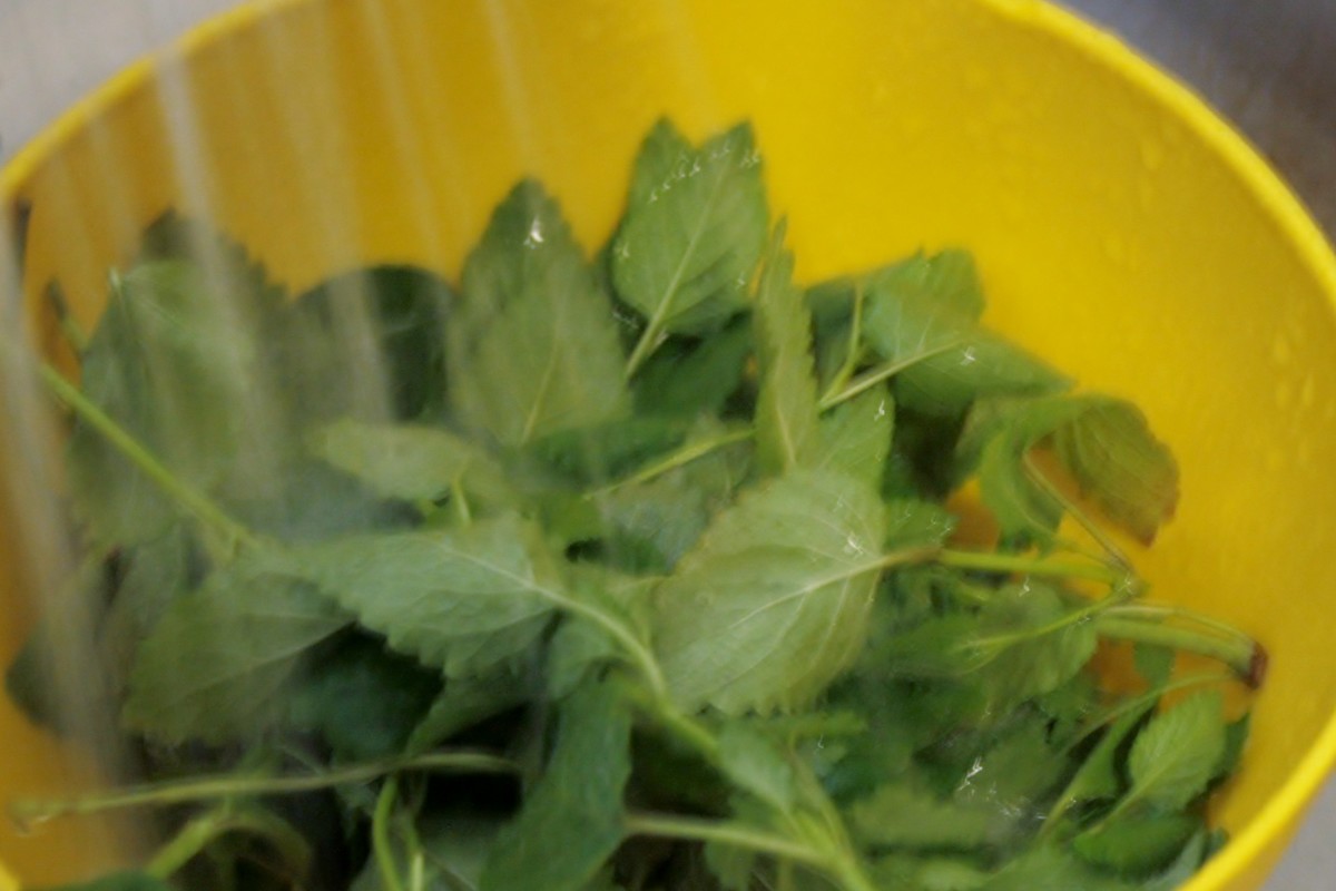 Rinse the herbs well with cold water.