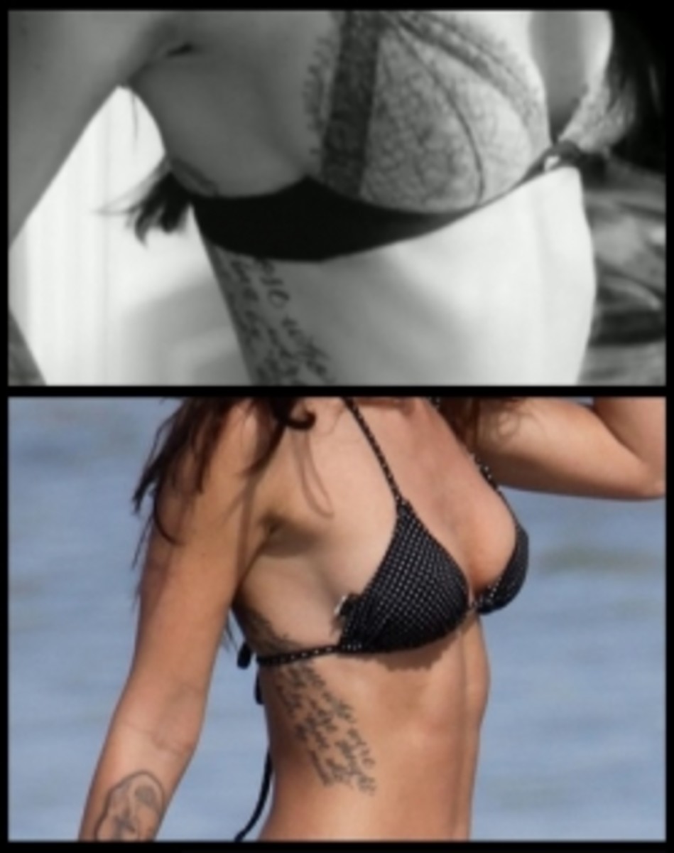 Megan Fox's Script Side-Boob Tattoo, Megan Fox Adds 19 Finger Designs to  Her Collection of Sexy Tattoos