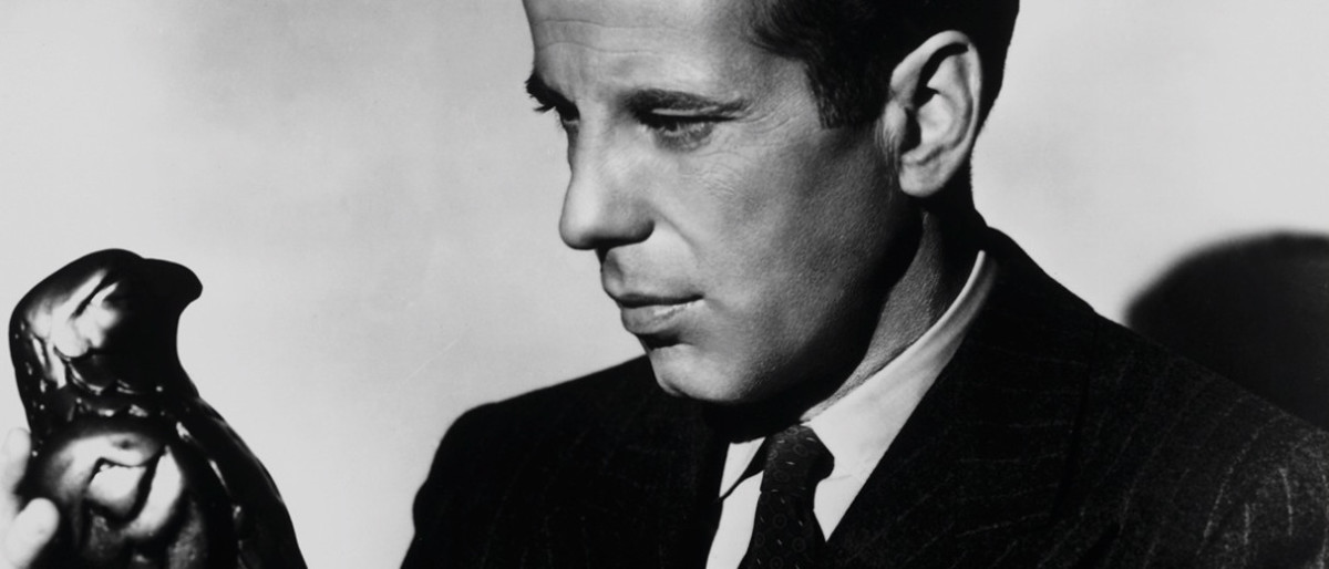 Humphrey Bogart playing Sam Spade in the 1941 film adaptation of The Maltese Falcon.