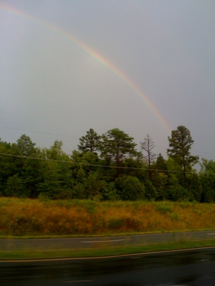 A rainbow just inside North Carolina on our way to my brothers house.