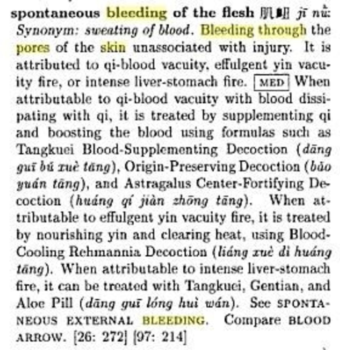 Advice from a Book on Chinese Medicine: Herbal Treatment for "Spontaneous Bleeding of the Flesh."