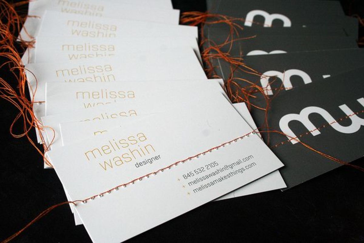 Running business cards through a sewing machine adds interest and gets people's attention. It also shows a creativity - perfect for a craft business.