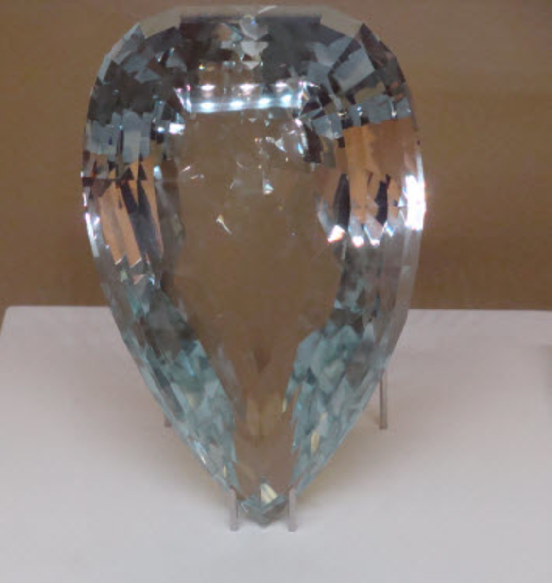 Not everything that looks like a diamond is actually a diamond. This is a picture of  the Chalmers Topaz which is 5,899 carats and weights over 21/2 pounds. Topazes are valuable but not as much as diamonds.