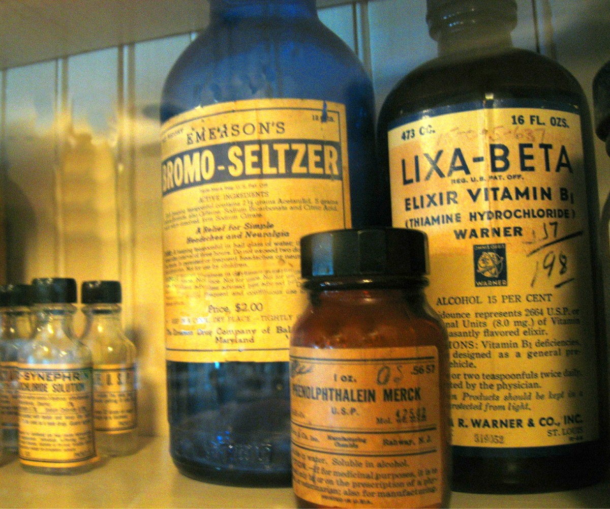 Vintage medicine bottles.