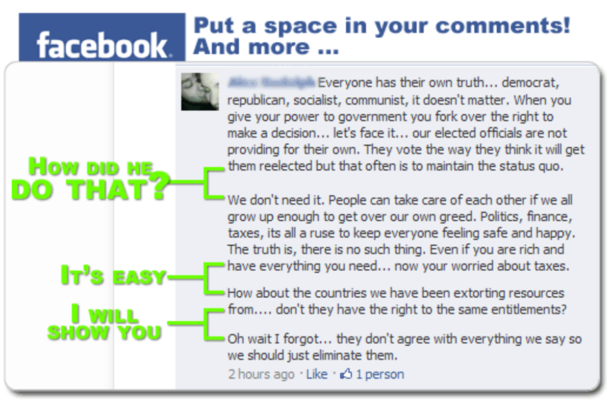 How-To put a space in Facebook Comments - How do you make paragraphs / spaces in Facebook comments?