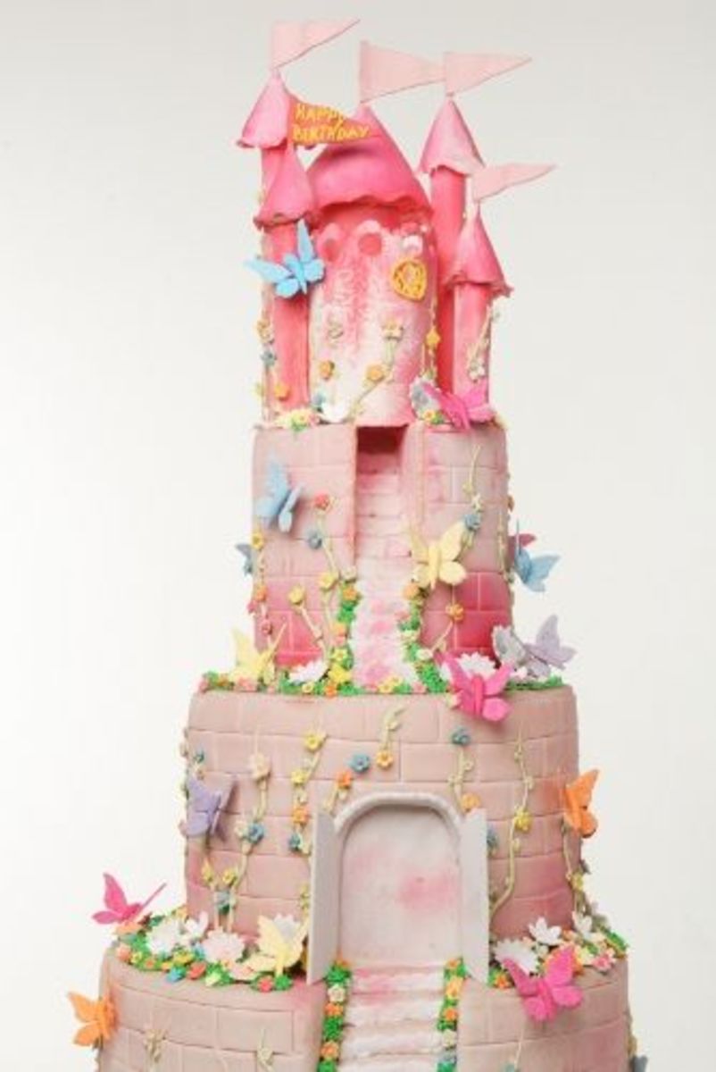 castle and butterfly cake