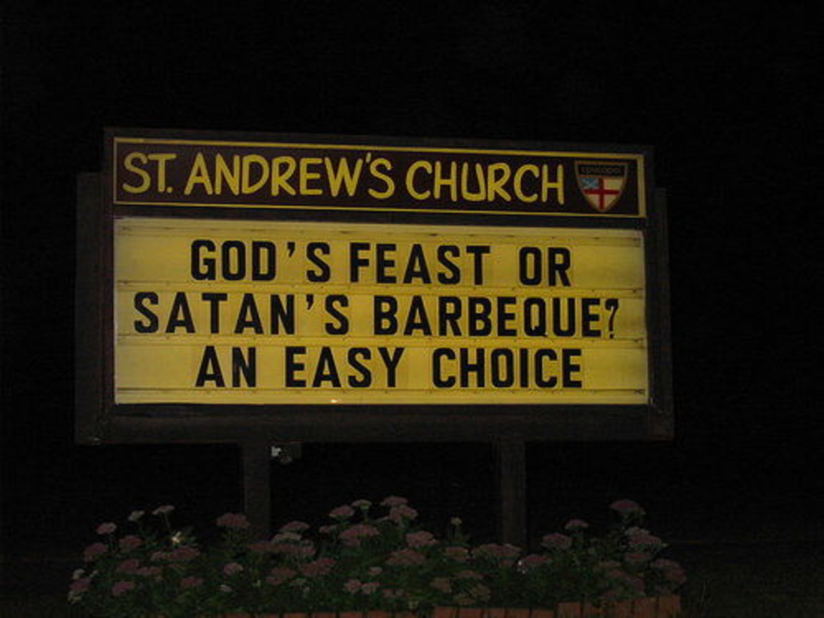 Great church sign - God's feast or Satan's barbeque an easy choice