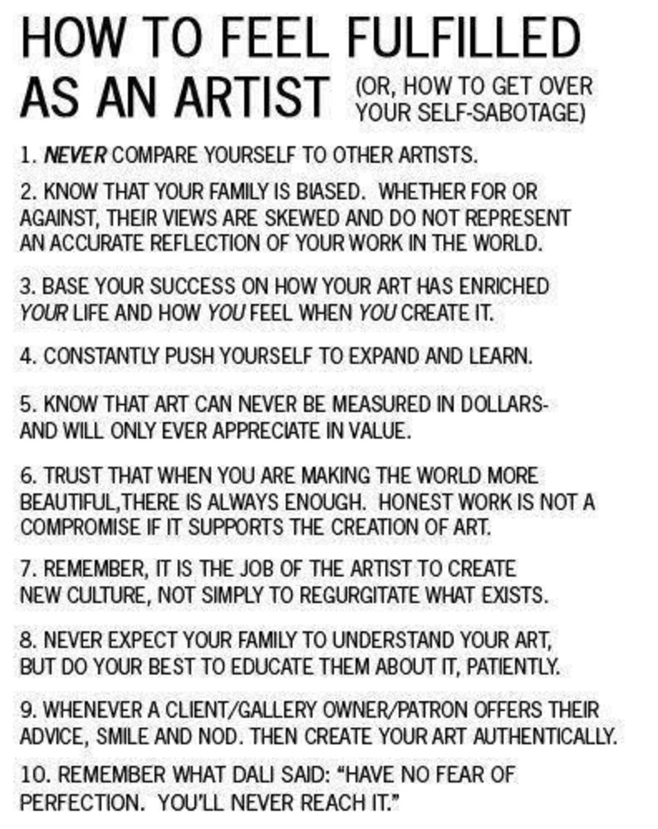 This can apply to ANY creative arts