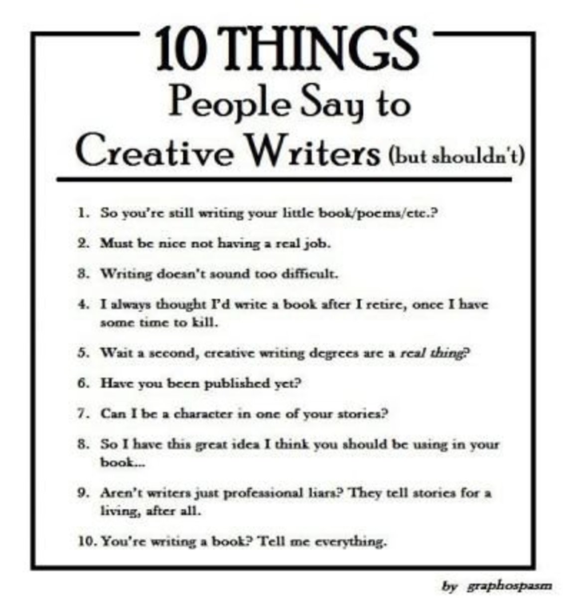 10 things you should not say to a writer