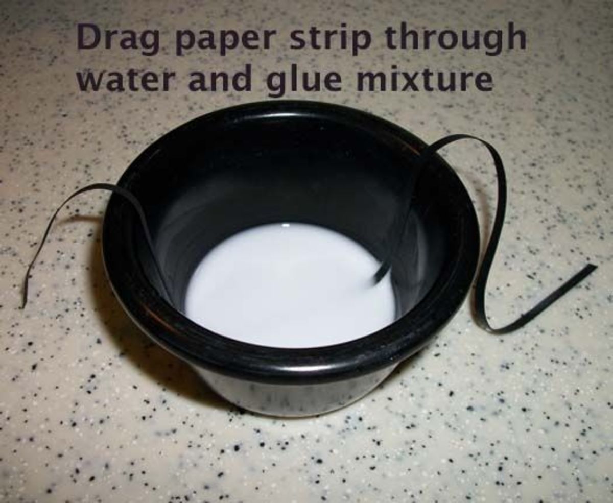 Wetting paper strips with diluted Elmer's glue