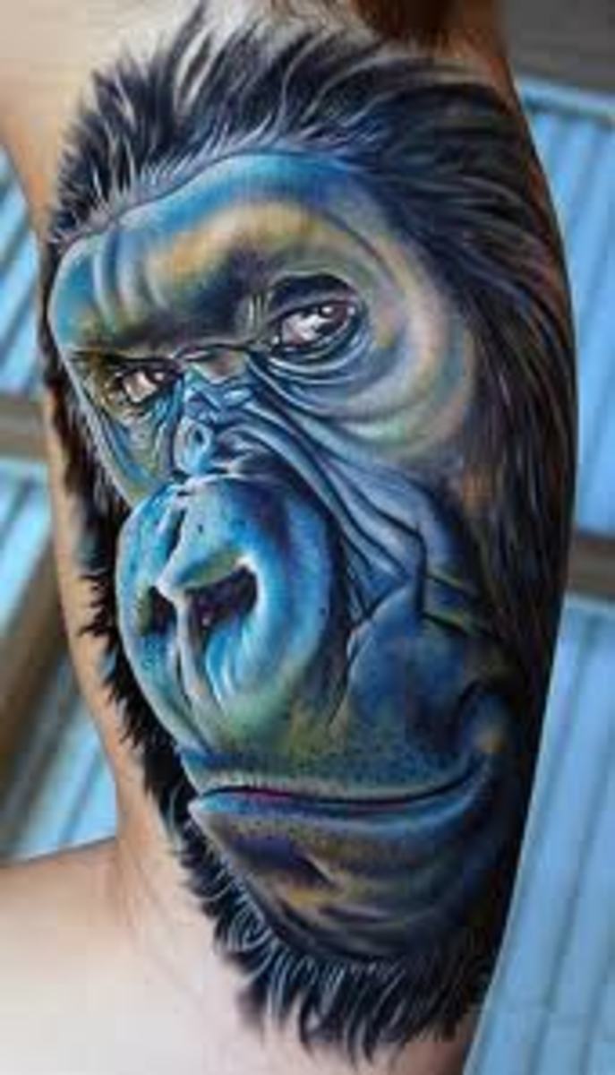 GORILLA TATTOOS AND DESIGNS-GORILLA TATTOO MEANINGS AND IDEAS-GORILLA TATTOO PICTURES