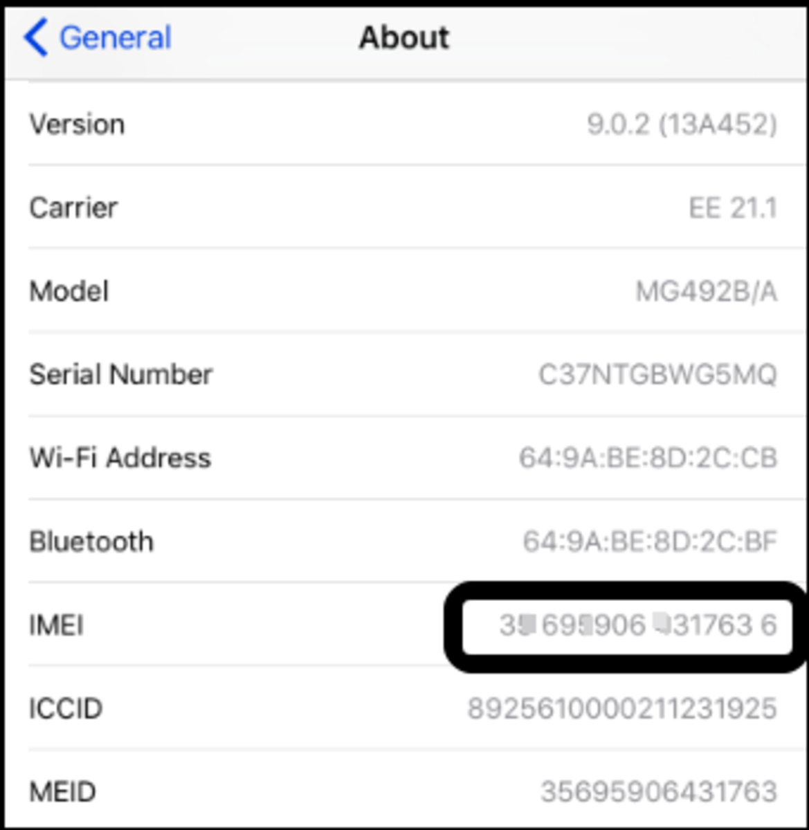 The iPhone IMEI number
