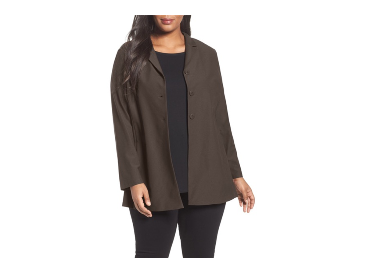 Notch-collar jacket softly structured from a textural stretch knit 