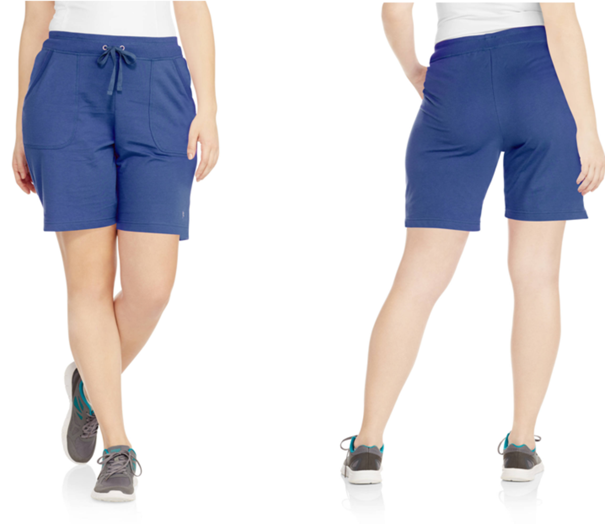 Cotton-polyester French terry Bermuda shorts with drawstring waistband and two side pockets