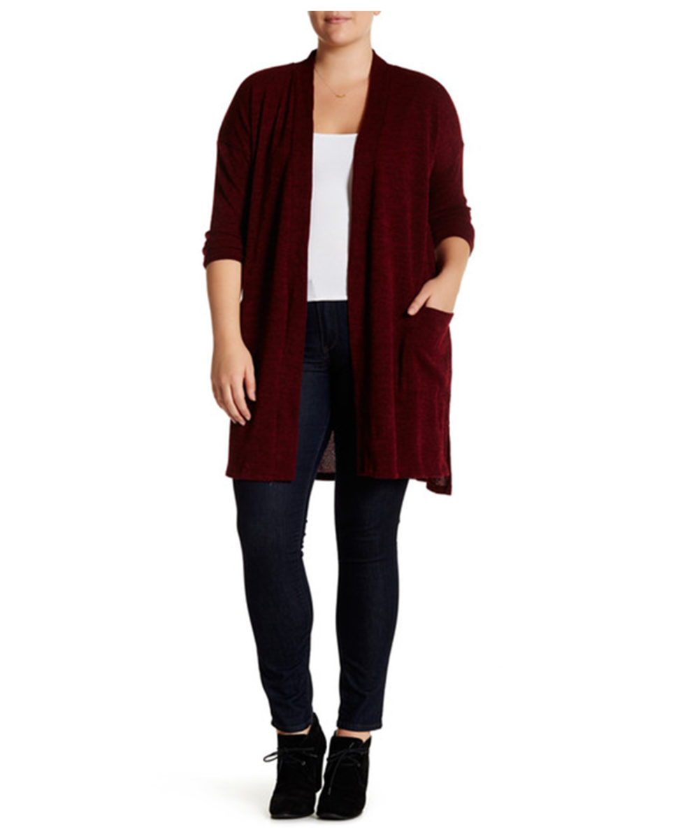 Long-sleeved cardigan with shawl collar, light-textured polyester-spandex fabric