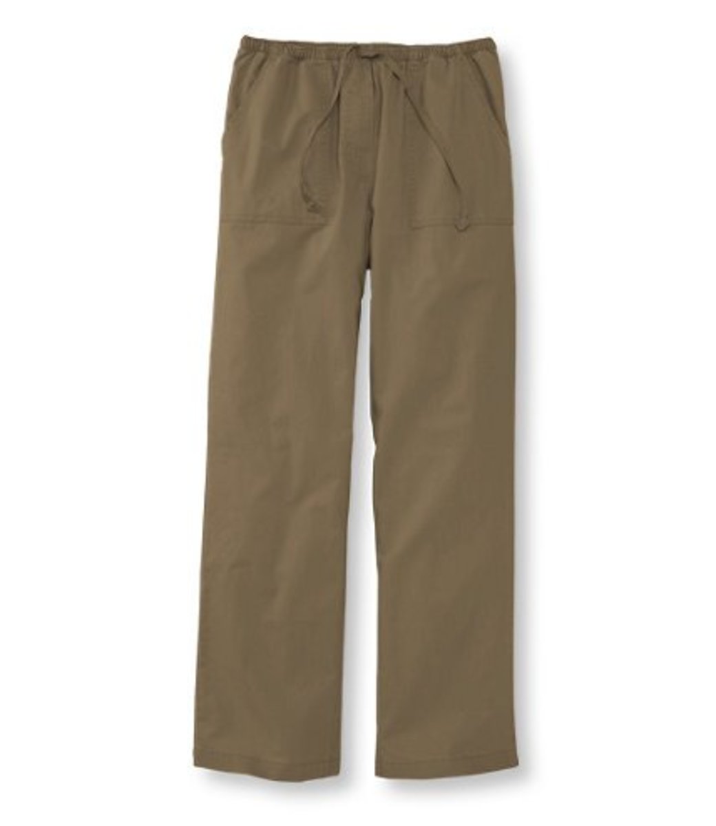 Classic-fit lightweight cotton canvas pants with elastic waist 