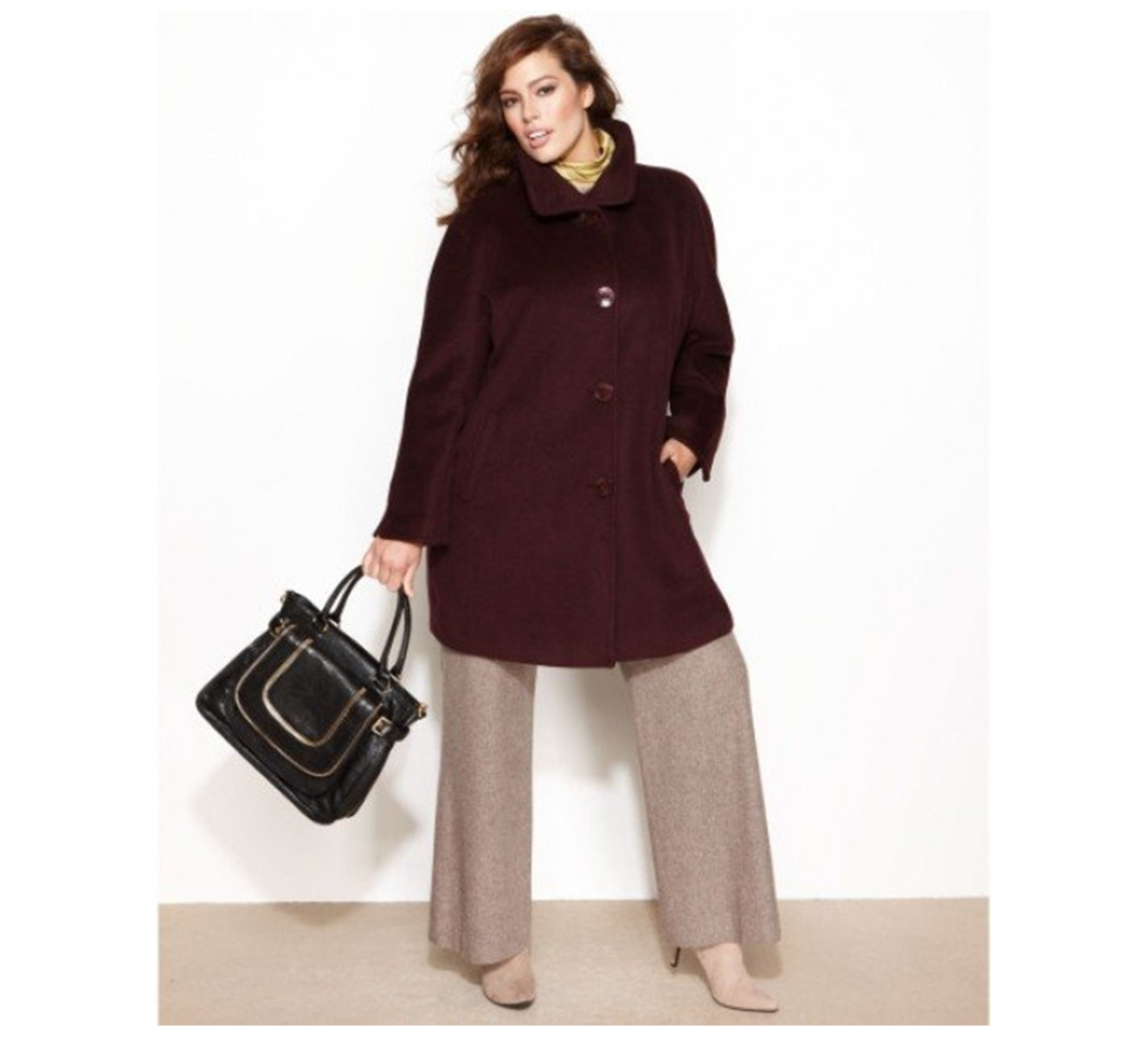 Wool blend A-line walker coat