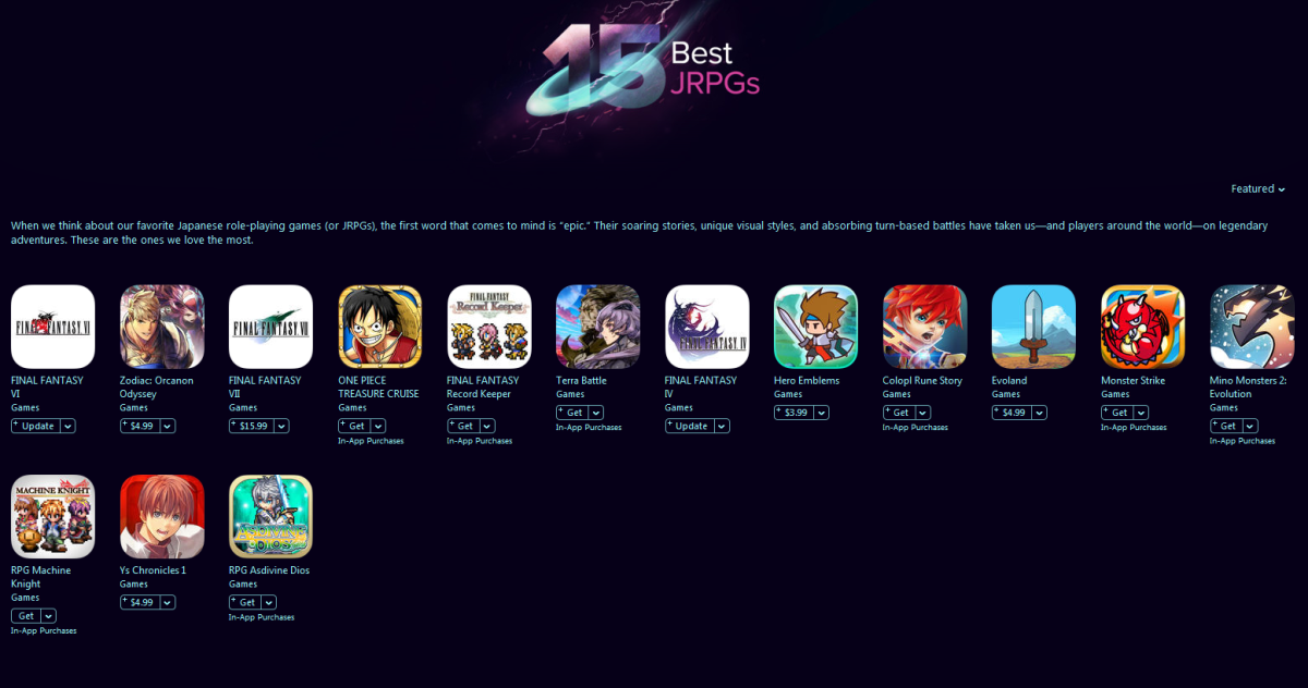 iTunes does a good job of highlighting some great RPGs available on the iPad.
