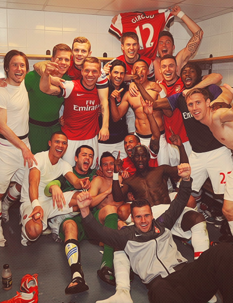 Arsenal celebrate pipping Spurs to 4th.