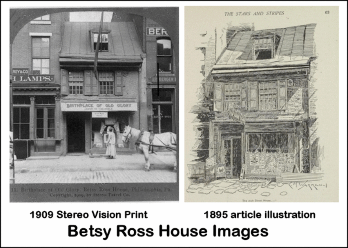 Popular misleading  images of the Betsy Ross House