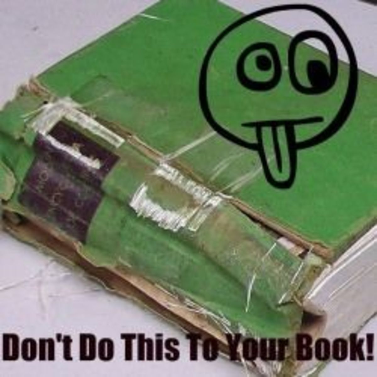 The above photo by Mickie Goad (that's me!) shows how NOT to repair a book!