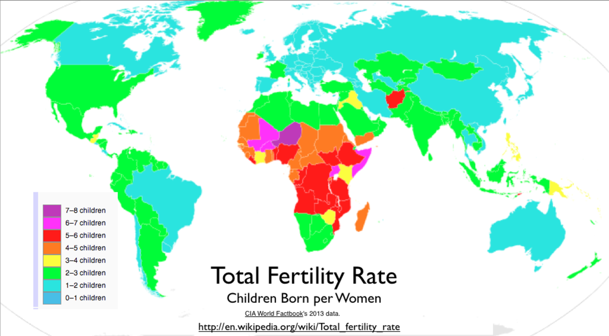 Globally, sub-Saharan Africa has rather high birthrates