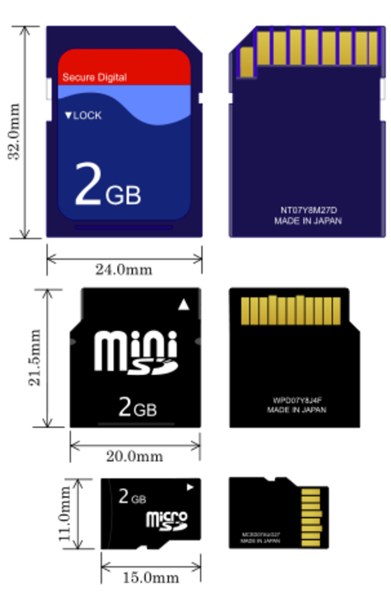 From top to bottom: SD, miniSD, microSD