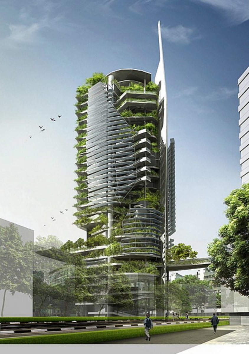 Singapore skyline with a theoretical Vertical Farm!