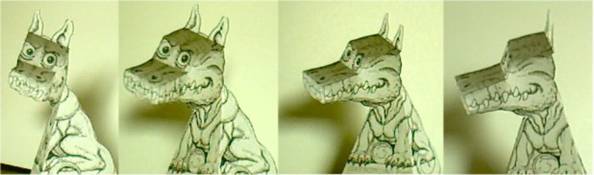 The completed dragon seen from different angles.