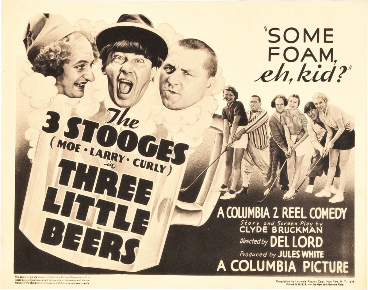 The Three Stooges "Three Little Beers" Columbia  Title Lobby Card (1935) 11 X 14