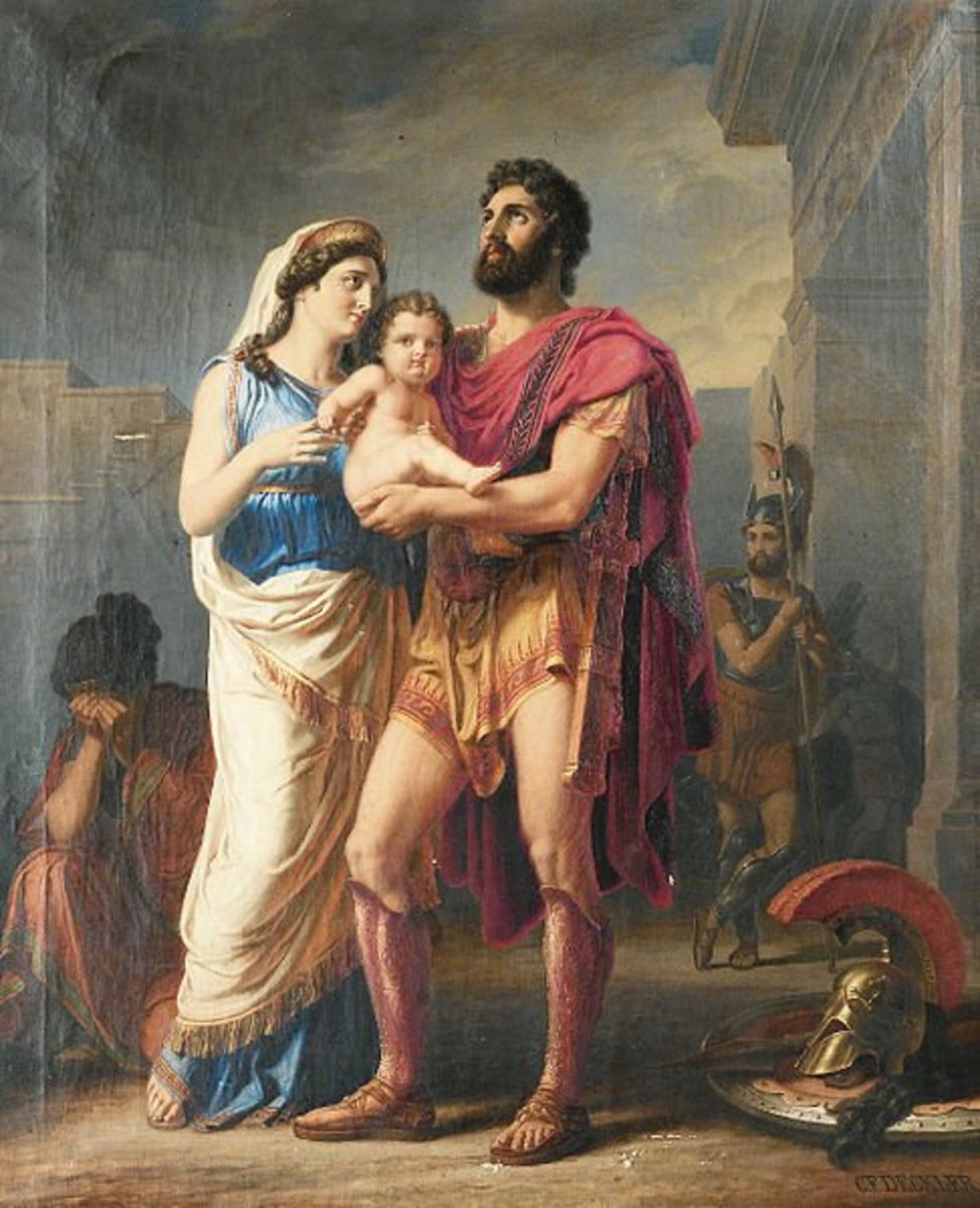 A painting of Hector, Andromache, and Astyanax by Carl Friedrich Deckler (1838–1918) PD-art-100